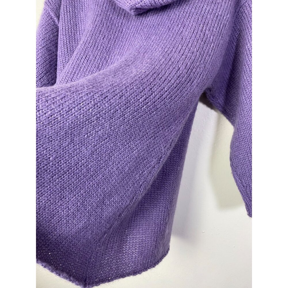 Soft Surroundings Purple Hooded Knit Cardigan Sweater Size Medium Wool Angora - Picture 9 of 13
